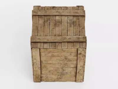Wooden Crate V12 - Weathered Storage Box 3D model