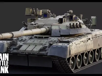 T-80U MBT v32 Low-poly 3D model