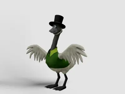 Goose in hat Free low-poly 3D model