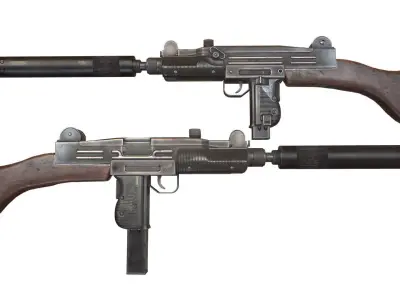 Uzi sub-machine gun Low-poly 3D model