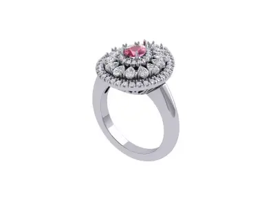Pear  Stone Bridal Ring 3D print model get