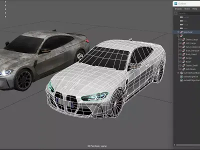 Gridlock - Sportscar coupe - PBR gameready city vehicle Low-poly 3D model