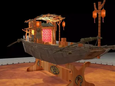 Chinese fishing boat 3D model buy
