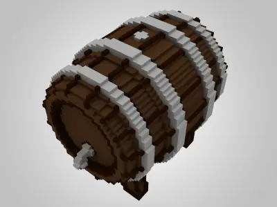 Voxel Wooden Barrels Pack