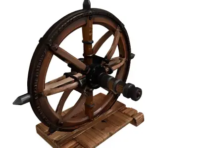Medieval Wooden Spoked Wheel 3D model