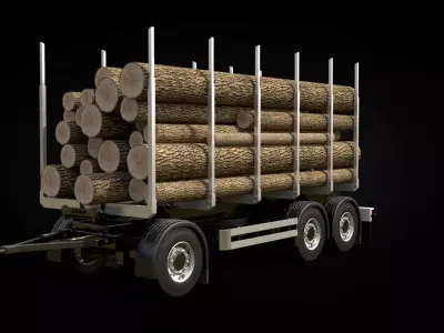 Timber 2 Axle Trailer 3D model