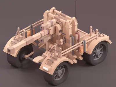 Low Poly German Tank 88MM Gun Low-poly 3D model