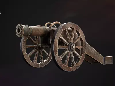 Medieval Cannon Low-poly 3D model