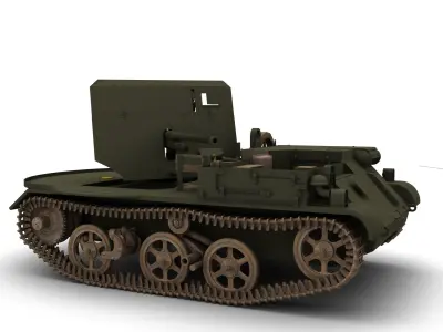 Brengun carriage with 2 pounder AT gun 3D model