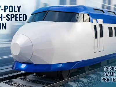 Low Poly Train Game Ready Vehicle FBX OBJ STL PRINT Low-poly 3D model