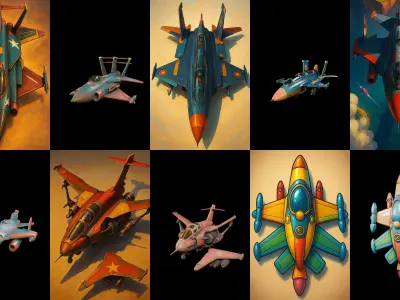 AirCraft bundle 10 pack 100 glb Low-poly 3D model