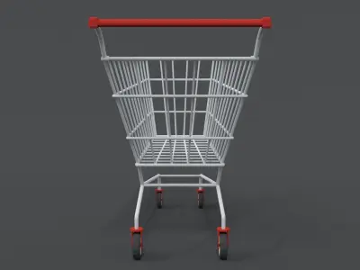 Low Poly Cartoon Super Market Cart Low-poly 3D model