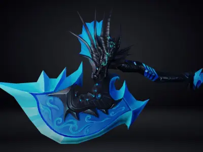 Futuristic Axe Low-poly 3D model order