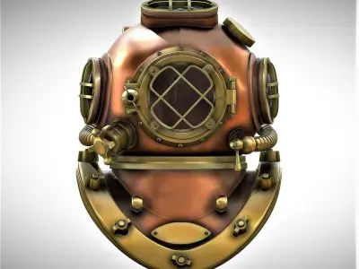 Old underwater hamlet Retro 3D model