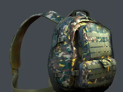 Backpack military combat Black baggage bag luggage Low-poly 3D model order