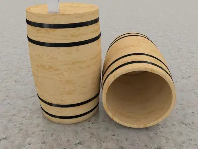 Barrel wooden on table 3D model