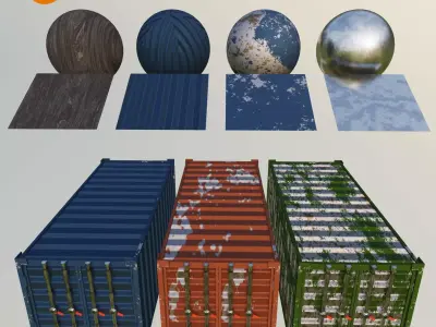 Low Poly Shipping Container - 4 procedural textures Low-poly 3D model