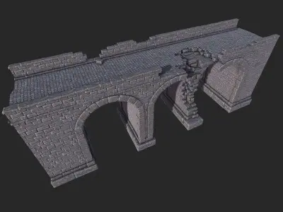 Bridge Ruins Low-poly 3D model