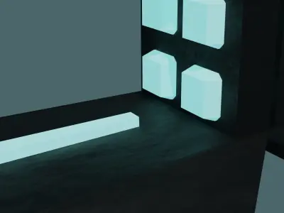 Blue Sci-fi Glowing Cyberpunk Bench 3D model