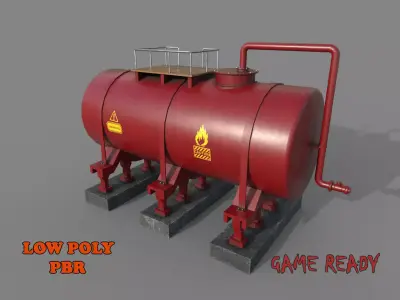 Industrial Red Tank  Low-poly 3D model