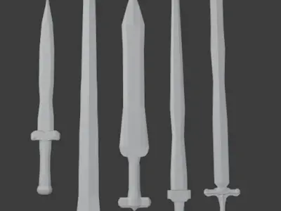5 simple sword Free low-poly 3D model