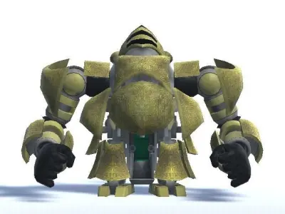 Robot-Heavy-cavalry spaceship with sun Low-poly 3D model