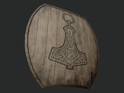 Slavic hybrid shield-painted black Thor symbol Low-poly 3D model