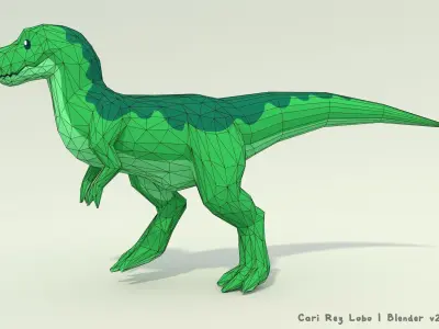Low-poly T-rex Walking Pose Printable 12 colors Low-poly 3D model
