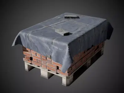Brick Pallet Industrial Prop Low-poly 3D model