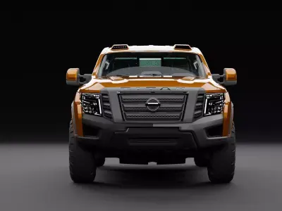 Nissan 4x4 Car Metallic Orange Dark Low-poly 3D model