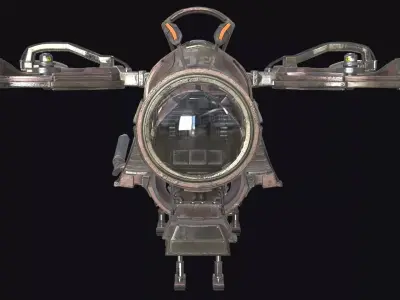 Sci-Fi Hovercraft Helicopter VTOL Tiltrotor Flying Aircraft Low-poly 3D model