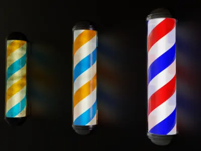 Barber Pole  variable age and wear Low-poly 3D model