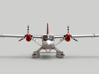 DHC 6 Twin Otter Sea Plane Low-poly 3D model