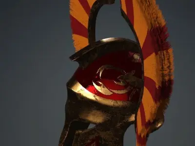 Spartan Royal Helmet v Golden Scorpion Low-poly 3D model