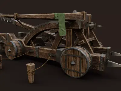 Medieval Catapult V2 Low-poly 3D model
