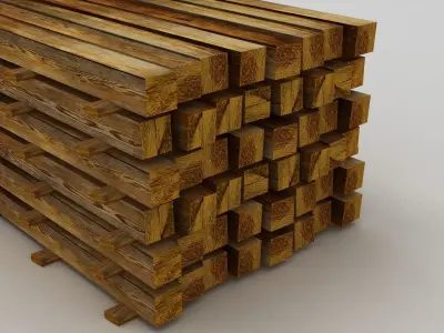 Wooden Bar Stack 3D model