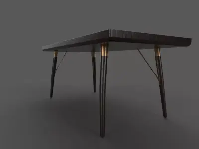 Dark wood table  Antique 3D model