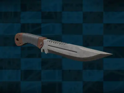 Army Tool Knife Combat Wood - SingleMetal 3D model