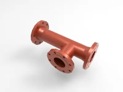 tee fitting with flange 3D print model