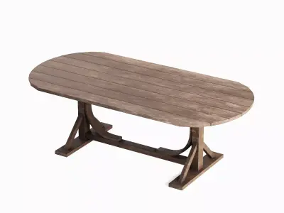 Medieval Wooden Tavern Table 03 Low-poly 3D model