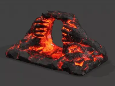 Cave Entrance lave rock 09 Low-poly 3D model