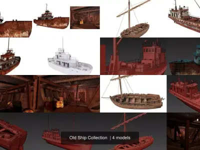 Old Ship Collection  3D Model Pack