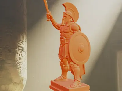 Stylized Spartan Warrior Statue Stone Printable 3D print model purchase