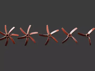Boat paddle Watercraft propeller  stains pbr 5Pack 3D model