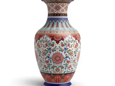 Ornate Traditional Patterned Ceramic Vase 3D Model  Low-poly 3D model