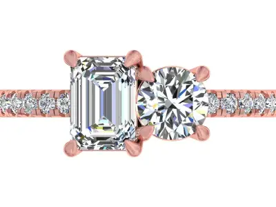 Emd And Round Stone Engagement Ring  3D print model