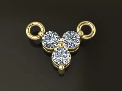 3 Stone Triangle Frame Solitaire Pendant 2mm 3D print model