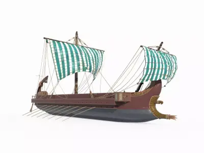 Sailing ships from ancient Roman times 3D model