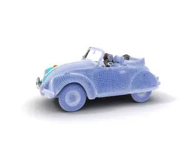 Turquoise Classic Convertible model pack Low-poly 3D model