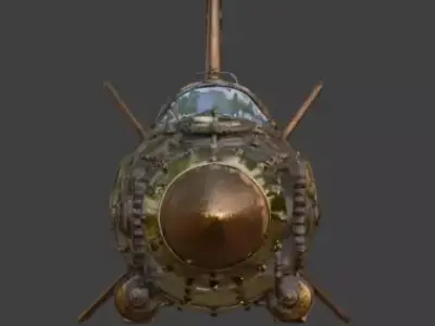 Realistic Steampunk Clockwork Rocket 3D Model Low-poly 3D model